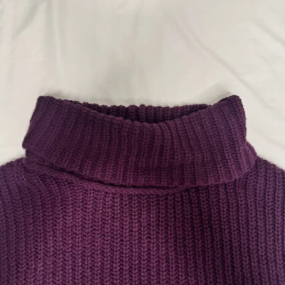 Free People Hunny Bunny Crop Sweater Women’s Large Purple Boho Dark Feminine - Picture 8 of 15